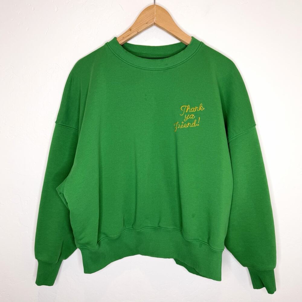Wrangler X Lainey Wilson Sweatshirt Thank Ya Friend! Womens Medium Green Crew